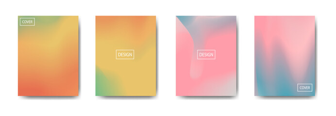 Four Abstract Gradient Covers with Soft Pastel Colors on White Background