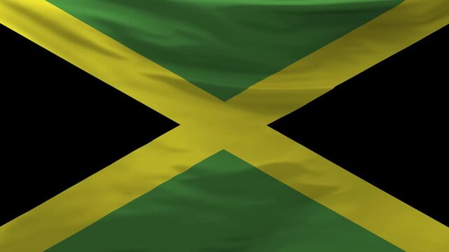 Jamaica flag is waving in the wind.