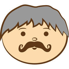 Stylized Portrait Of A Man With A Large Moustache And Graying Hair Against A Transparent Background