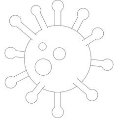 Obraz premium Stylized outline of a virus particle with dotted and dashed lines against a transparent white background symbolizing a pathogen or disease with scientific and medical implications