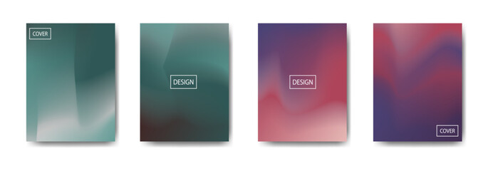 Four Gradient Covers with Abstract Swirls and Design Text Boxes