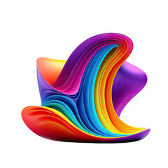 Vivid, layered abstract sculpture with flowing, rainbow-colored forms