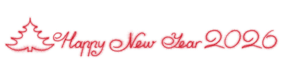 2026 New Year handwritten calligraphy isolated on transparent background.