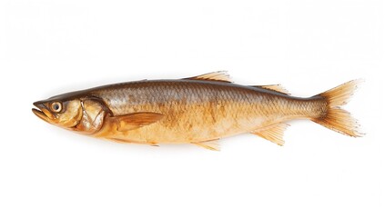 Obraz premium Smoked fish fillet on a plain white backdrop