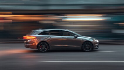 A stunning long exposure shot of a moving vehicle, showcasing a subtle blur that enhances its artistic appeal.
