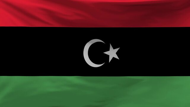 Libya flag is waving in the wind.
