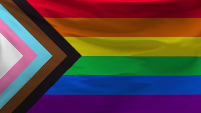 Lgbt progress flag is waving in the wind.