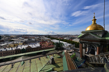 Beautiful view of St. Petersburg from the colonnade of St. Isaac's Cathedral.