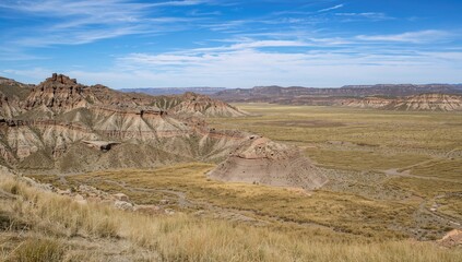 The picturesque terrain featuring undulating hills at a famous fossil site.