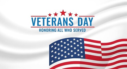Veterans day honoring all who served isolated on white background, featuring the american flag and patriotic message to commemorate military service