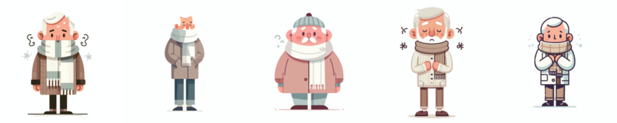 vector of a grandfather standing in the cold