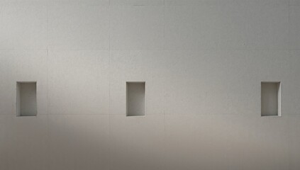 Background featuring a wall with three rectangular openings, design and architecture elements