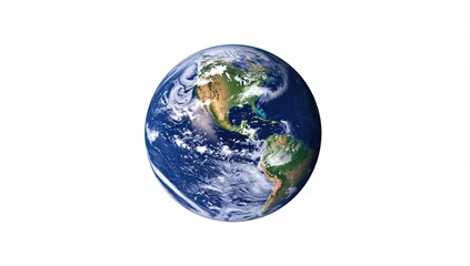 Fototapeta premium High-resolution graphic of Earth with a clipping mask on a white background, detailed space imagery.