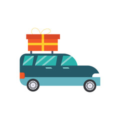 Flat-style design of a car isolated on white background.