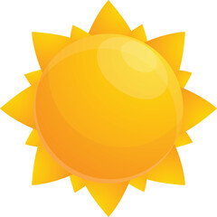 Stylized Yellow Sun With Golden Rays And Smooth Surface On A Transparent Background A Simple Representation Of Solar Energy