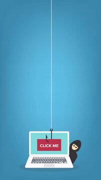 Hacker using click me bait to steal confidential data, personal information and credit card detail. Hacking concept