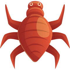Stylized Red Insect Illustration With Six Legs And Segmented Body On Transparent Background