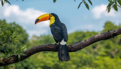 Naklejka premium Adult Toco Toucan perched on a tree limb