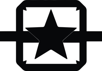 Vector star emblem within square frame symbol silhouette illustration