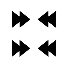 Fast forward and rewind arrow icon set in black, Arrow icon variations in different styles, arrow icon set, Vector illustration.