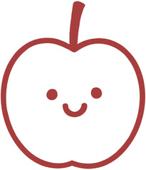 Hand drawn Kawaii cartoon red apple outline