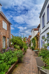 Medieval courtyard in Lubeck, Germany