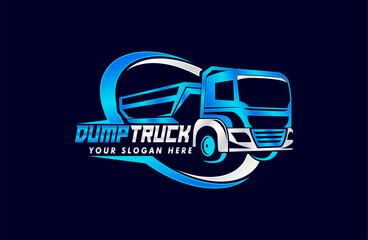 Dump truck logo emblem design vector illustration template business construction company	