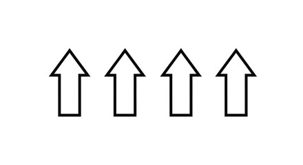 Four upward pointing arrows simple outline directional symbol graphic element vector