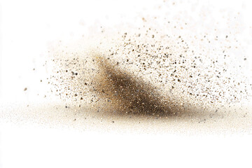 Explosion of Fine Brown Sand Particles Texture Effect on Transparent Backdrop