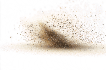 Explosion of Fine Brown Sand Particles Texture Effect on Transparent Backdrop