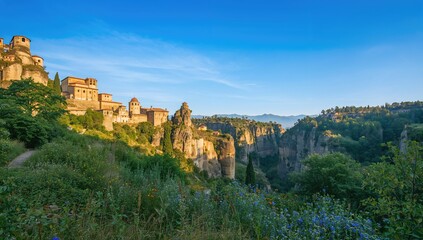 Obraz premium Essential monastery group in Greece during summer.