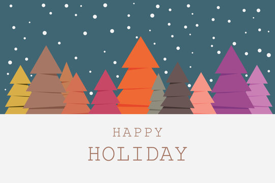 Christmas, tree, vector, holiday, winter, illustration, card, design, snow, decoration, forest, nature, sky, landscape, celebration, trees, star, Xmas, symbol, mountains, cold, art, season, green, col