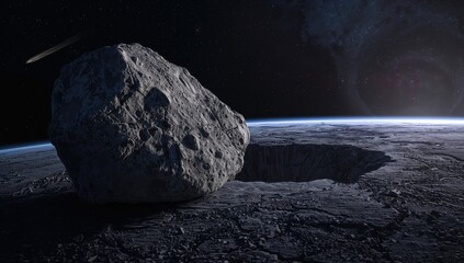 Fototapeta premium Space rock or meteor originating from the asteroid belt