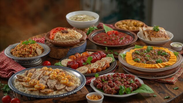 Authentic Middle Eastern dishes accompanied by various starters