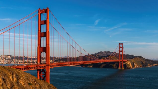 Iconic Suspension Bridge Over a Bay in the United States