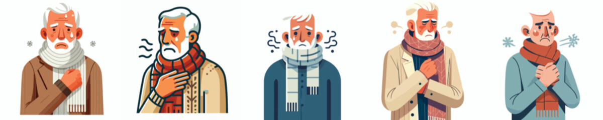 vector of half body a grandfather standing in the cold