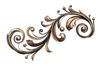 Decorative swirl design with elegant curves and ornate details on a transparent background showcasing artistic craftsmanship and intricate styling for design projects