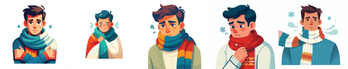 vector of half body a man standing in the cold