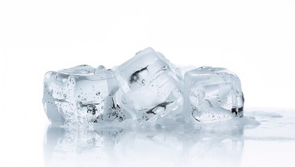 Obraz premium Close-up of melting ice cubes on a white surface