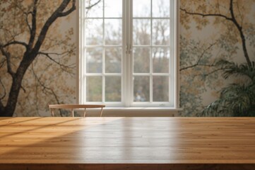 Fototapeta premium Blank table set against a festive backdrop