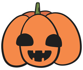 halloween carved orange pumpkin with ghost face cartoon