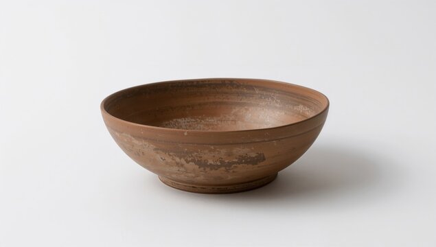 White background with an empty ceramic dish