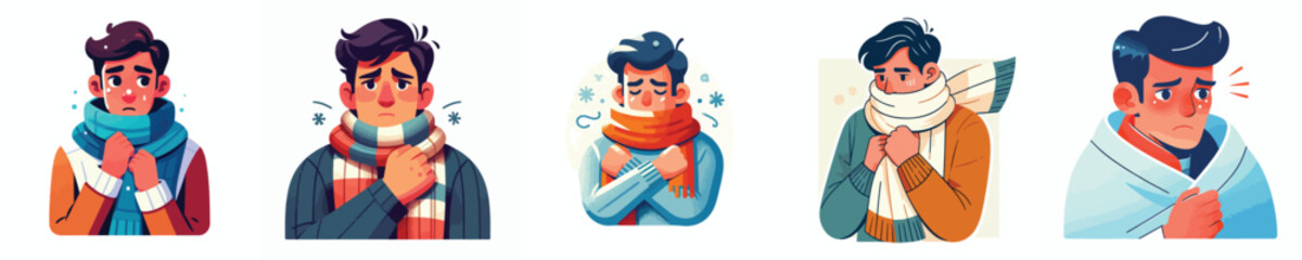 vector of half body a man standing in the cold