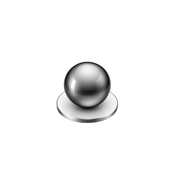 Shiny metallic sphere on white circular base 3 d render design element