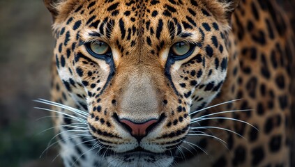 Naklejka premium Close-up of a leopard staring straight at the lens