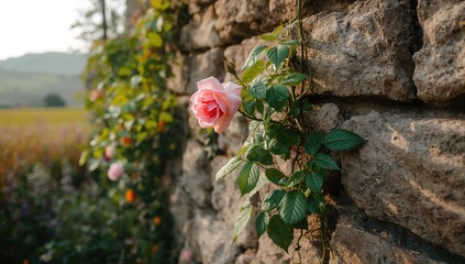 Climbing rose in vibrant pink hue