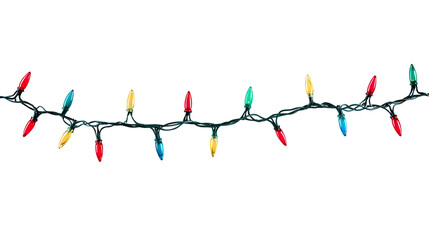 String of christmas lights isolated on white background With clipping path.PNG