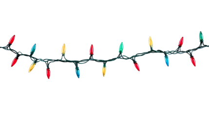 String of christmas lights isolated on white background With clipping path.PNG