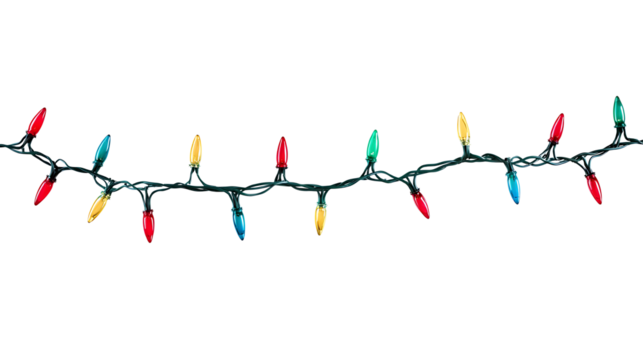 String of christmas lights isolated on white background With clipping path.PNG