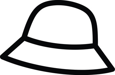 Illustration of a black bucket hat isolated on transparent background, a casual and practical headwear for sun protection and outdoor activities
